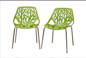 GREEN PLASTIC DINING CHAIR (SET OF 2)