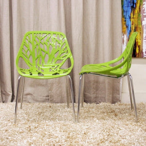 GREEN PLASTIC DINING CHAIR (SET OF 2)