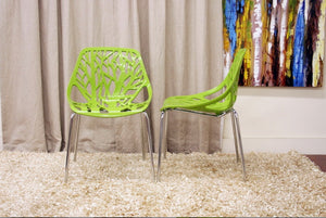 GREEN PLASTIC DINING CHAIR (SET OF 2)