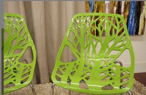 GREEN PLASTIC DINING CHAIR (SET OF 2)