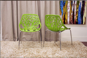 GREEN PLASTIC DINING CHAIR (SET OF 2)